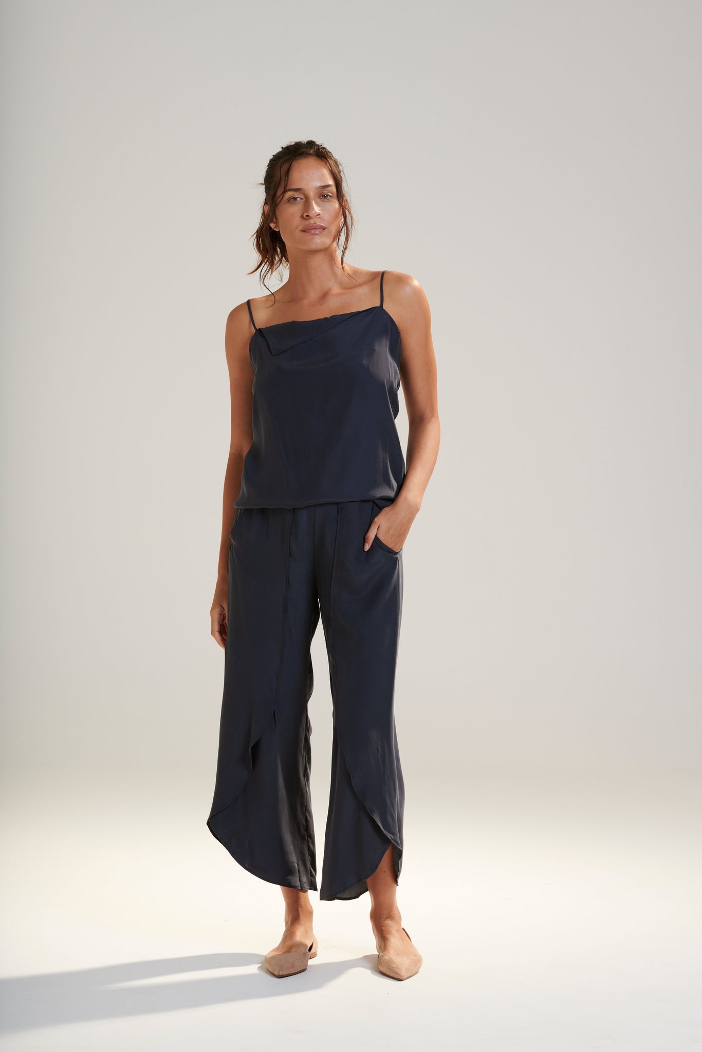 APHRODITE SILK PANT - Marinenight 40%OFF