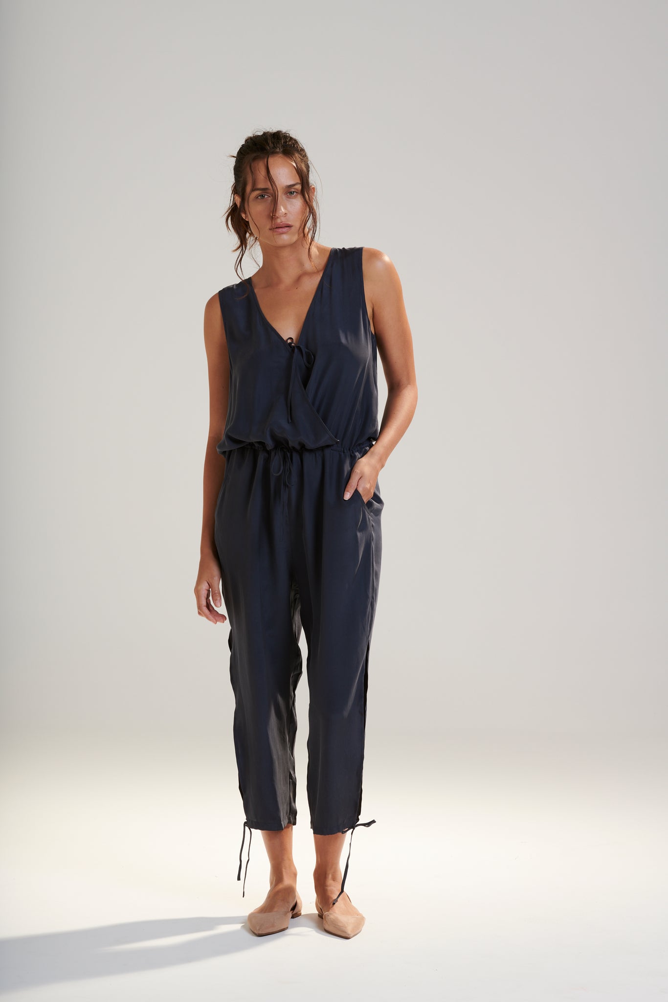 APHRODITE SILK JUMPSUIT ~MARINENIGHT 40%OFF