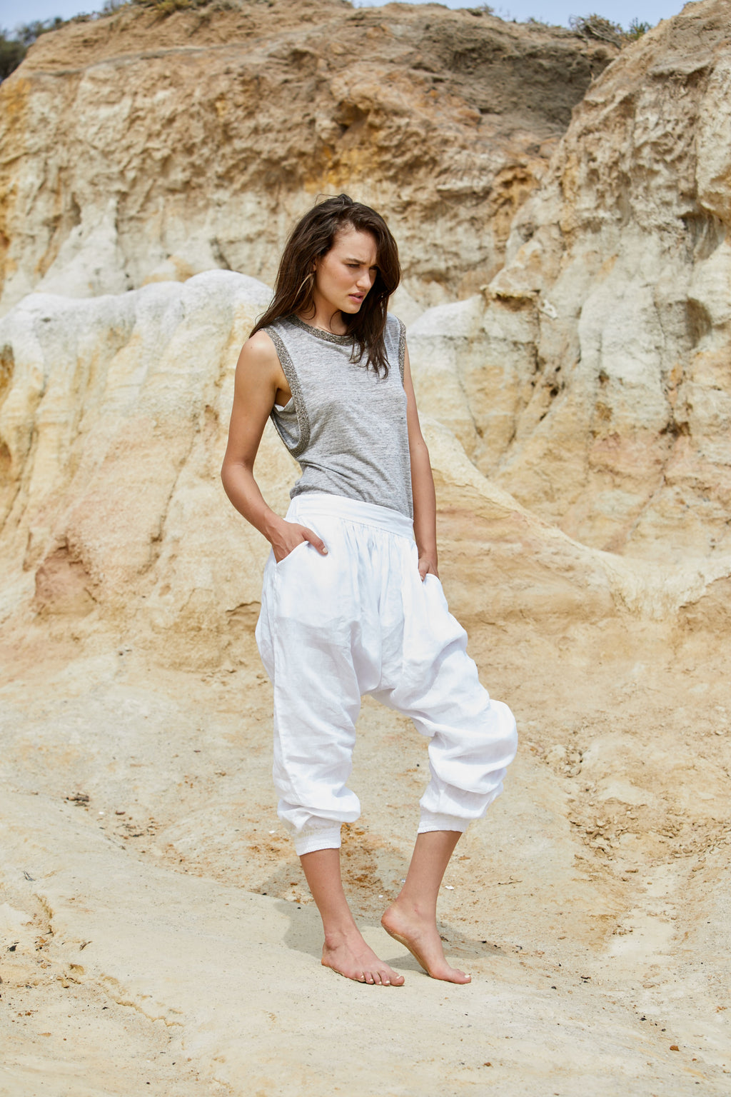 Luina Beaded Top - Pure Linen