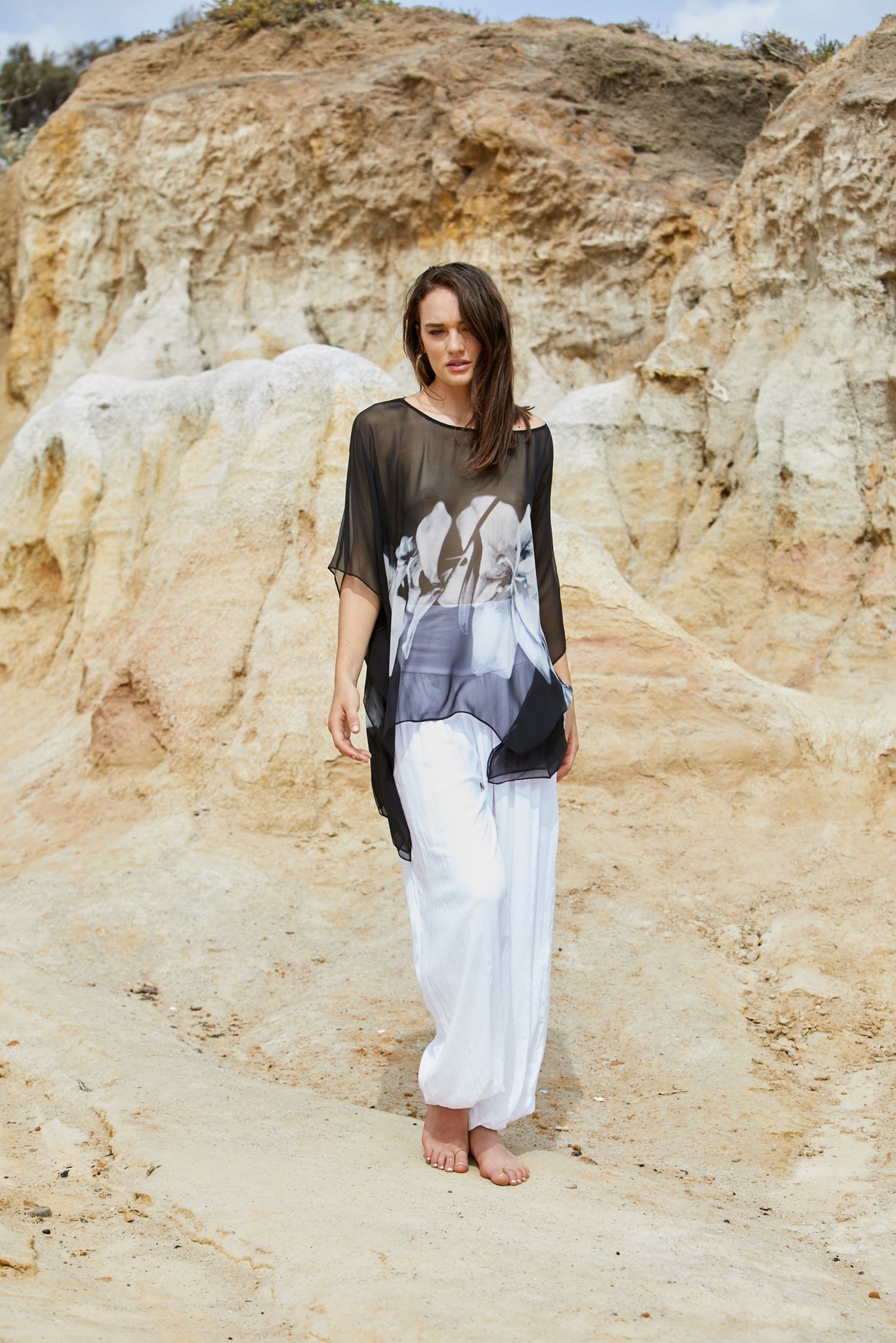 Petoli Kameez Top - Pure Silk Pebble Georgette