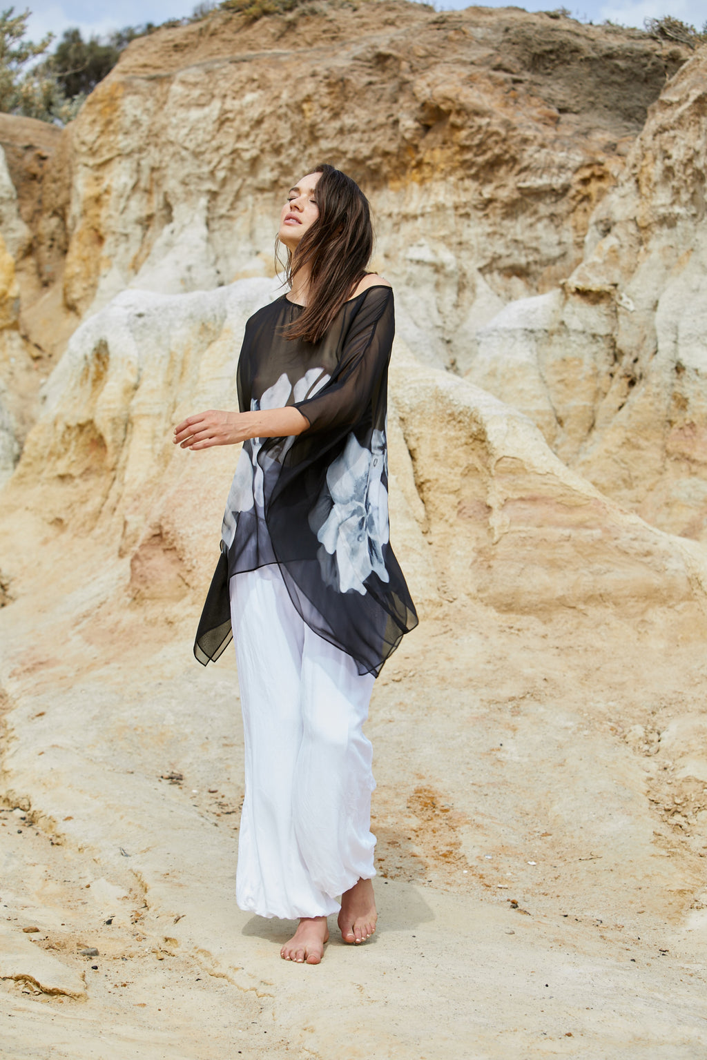 Petoli Kameez Top - Pure Silk Pebble Georgette