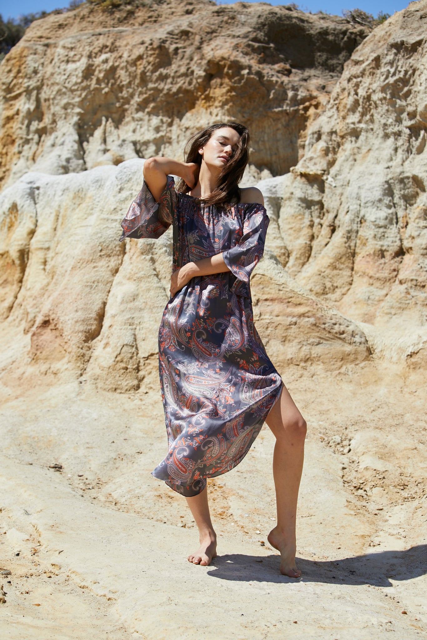 Avatar Dress - Sand Washed Silk Exclusive Print