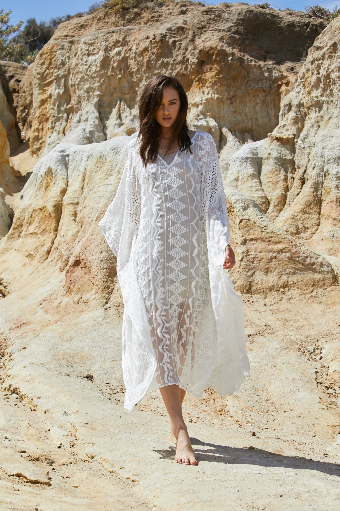 Aztec Kameez Dress - Pure Silk Yoryu Exclusive Embroidery