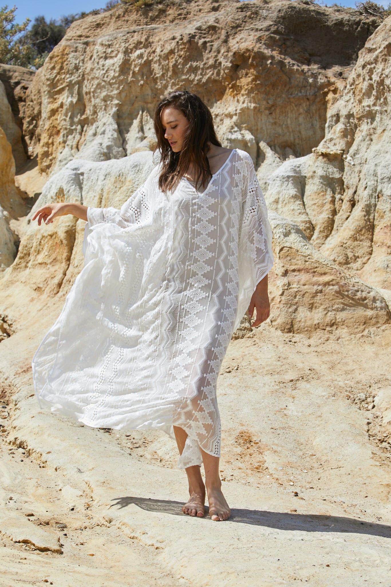 Aztec Kameez Dress - Pure Silk Yoryu Exclusive Embroidery