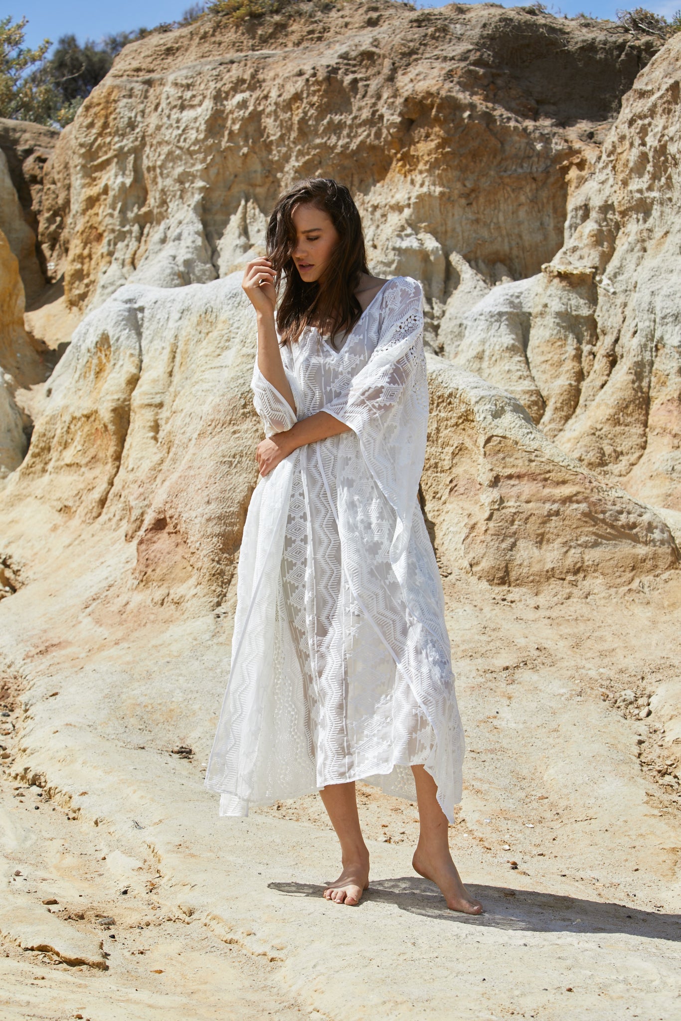 Aztec Kameez Dress - Pure Silk Yoryu Exclusive Embroidery