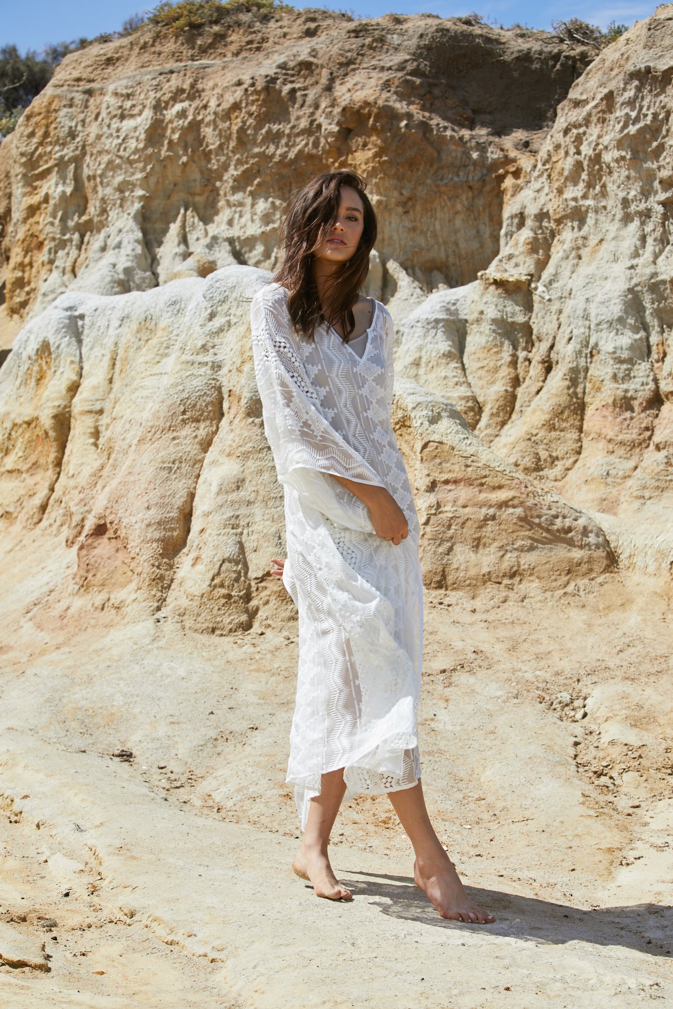 Aztec Kameez Dress - Pure Silk Yoryu Exclusive Embroidery