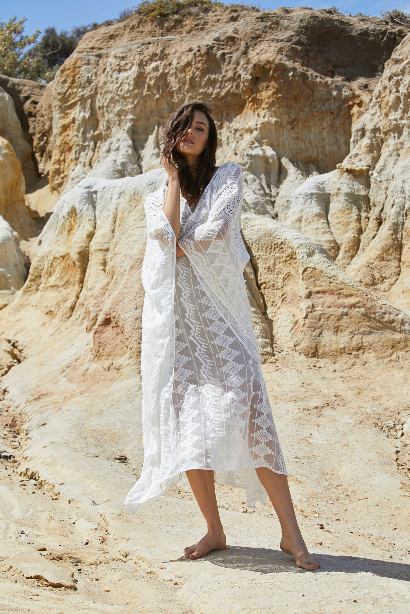 Aztec Kameez Dress - Pure Silk Yoryu Exclusive Embroidery