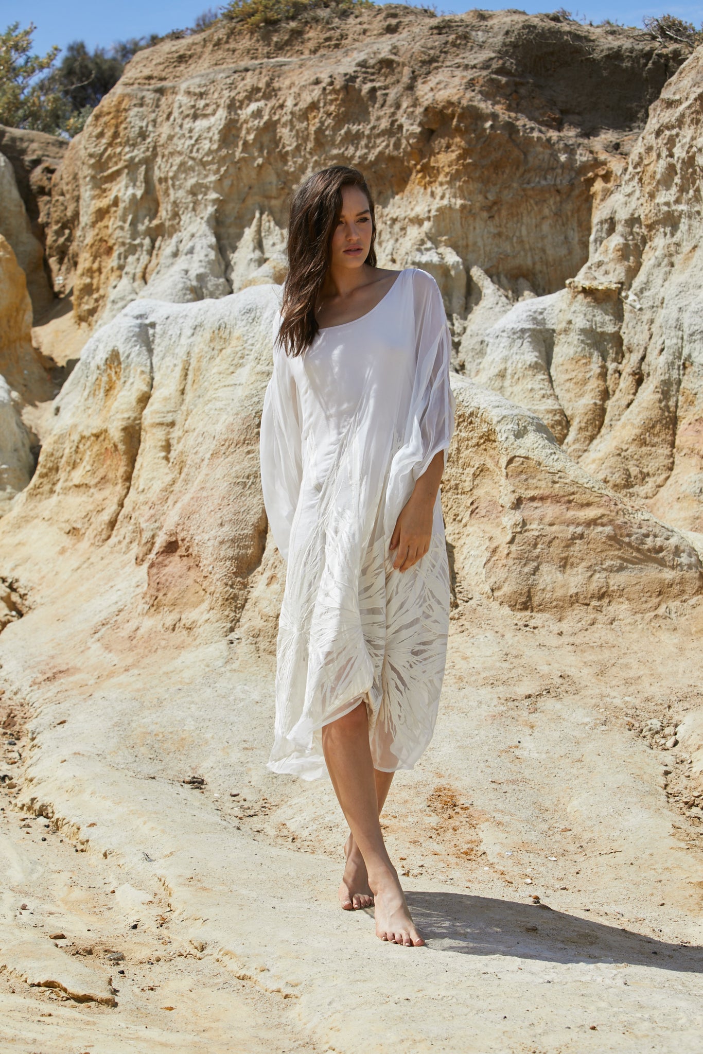 Ethereal Dress - Pure Silk Yoryu Cotton Embroidery & Sequins