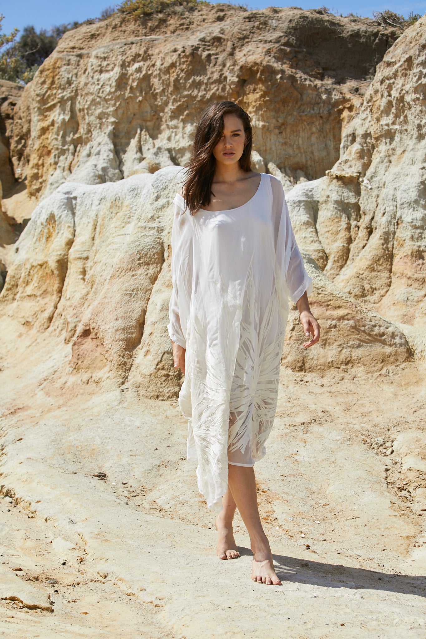 Ethereal Dress - Pure Silk Yoryu Cotton Embroidery & Sequins