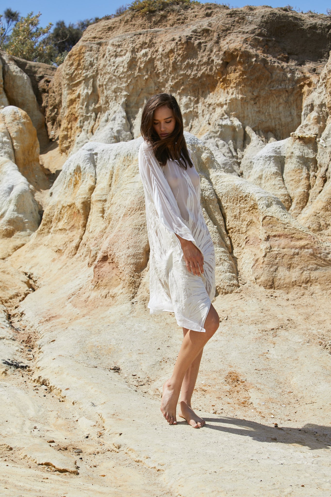 Ethereal Kameez - Pure Silk Yoryu Cotton Embroidery & Sequins