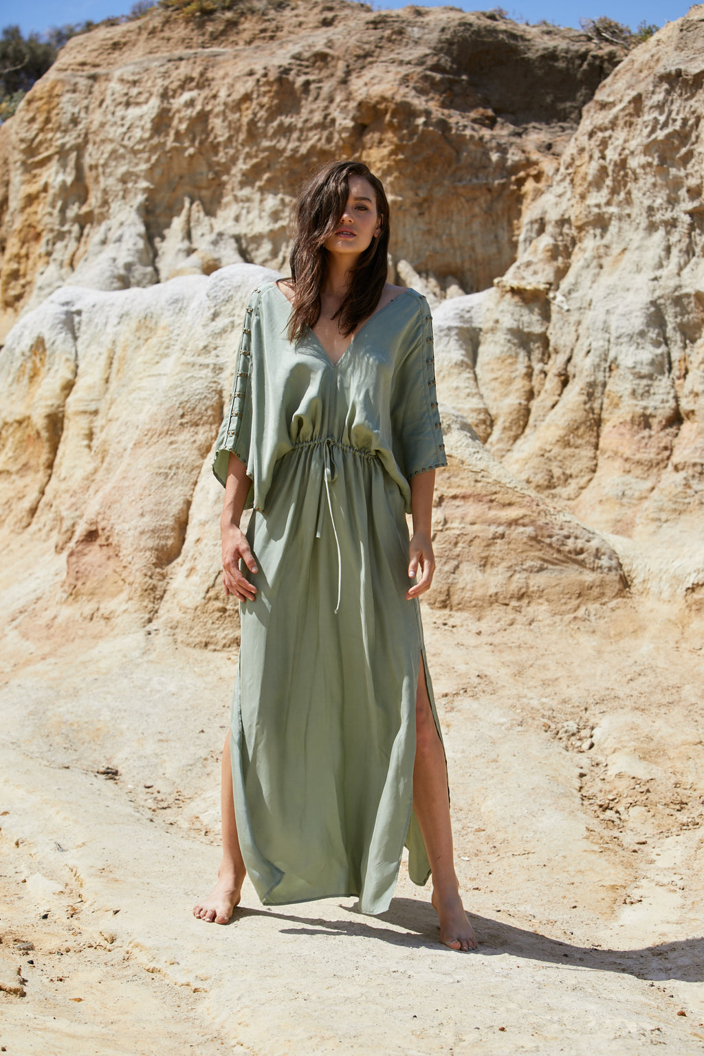 Moria Stud Dress - Peached Cupro