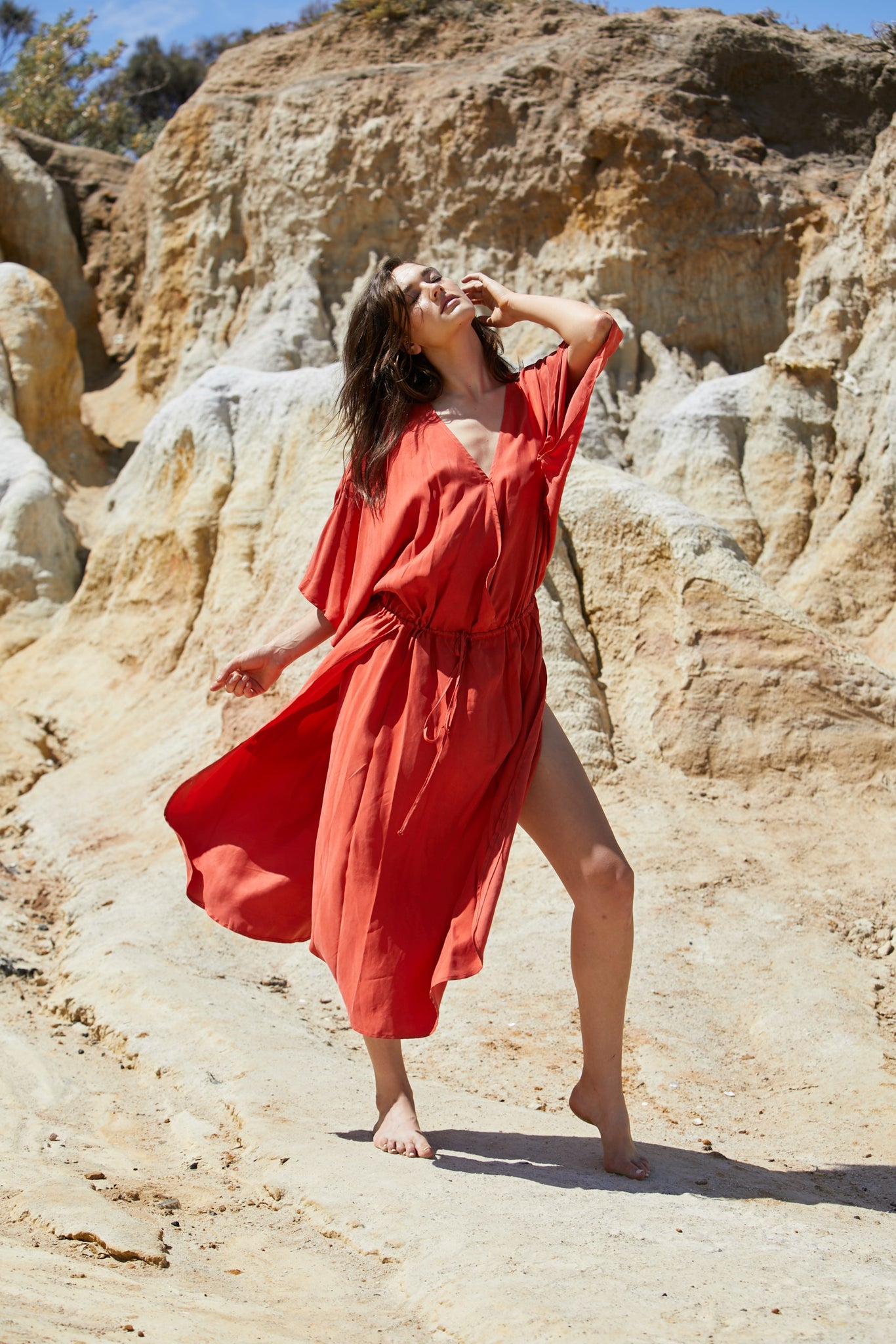 Caspian Dress - Peached Cupro