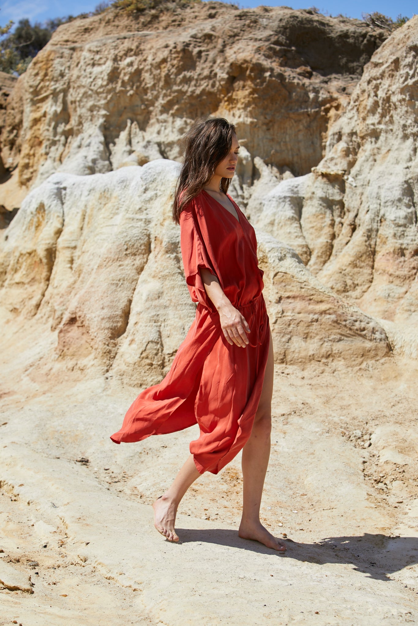 Caspian Dress - Peached Cupro