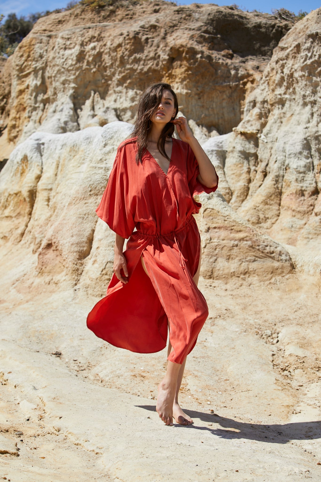 Caspian Dress - Peached Cupro