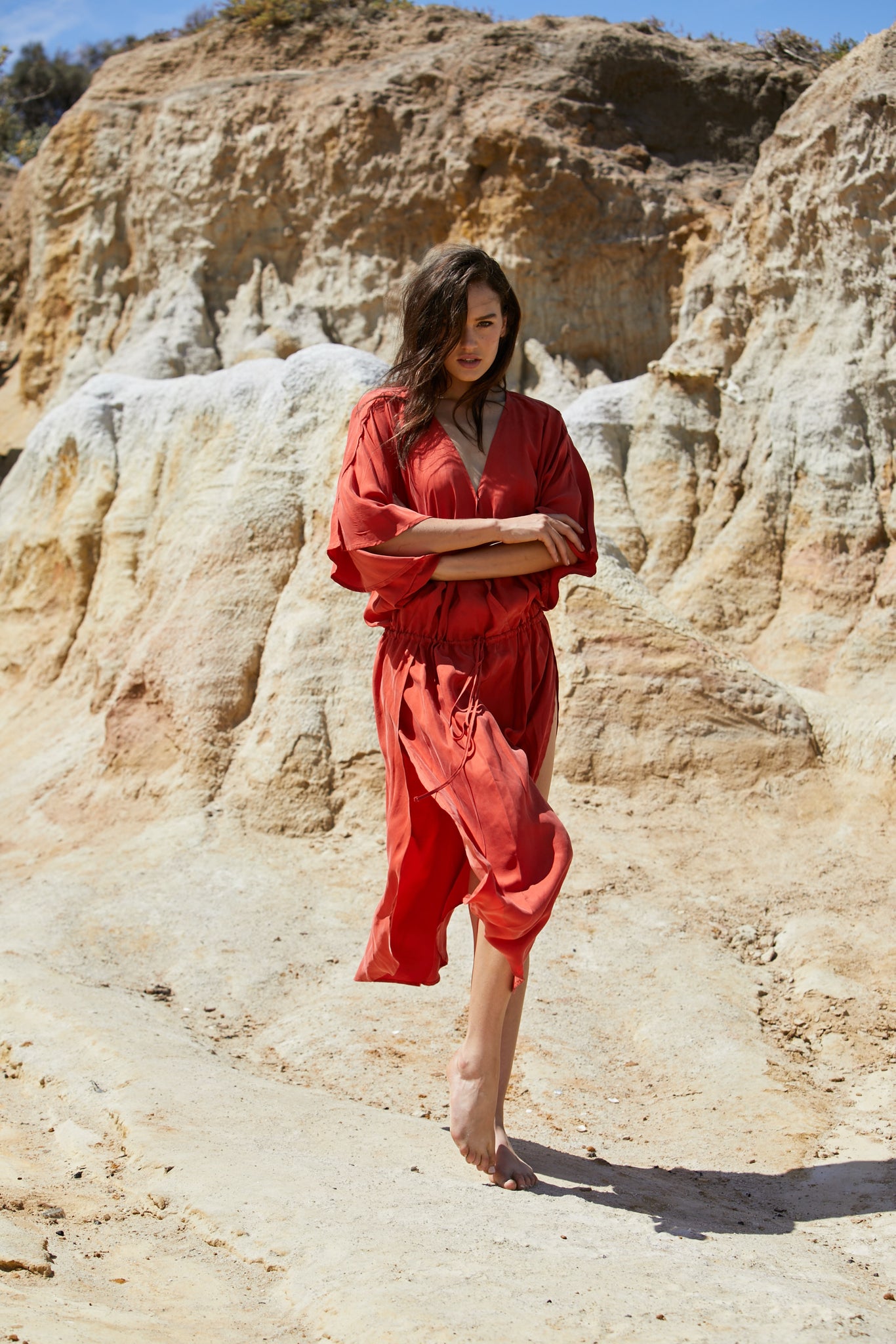 Caspian Dress - Peached Cupro