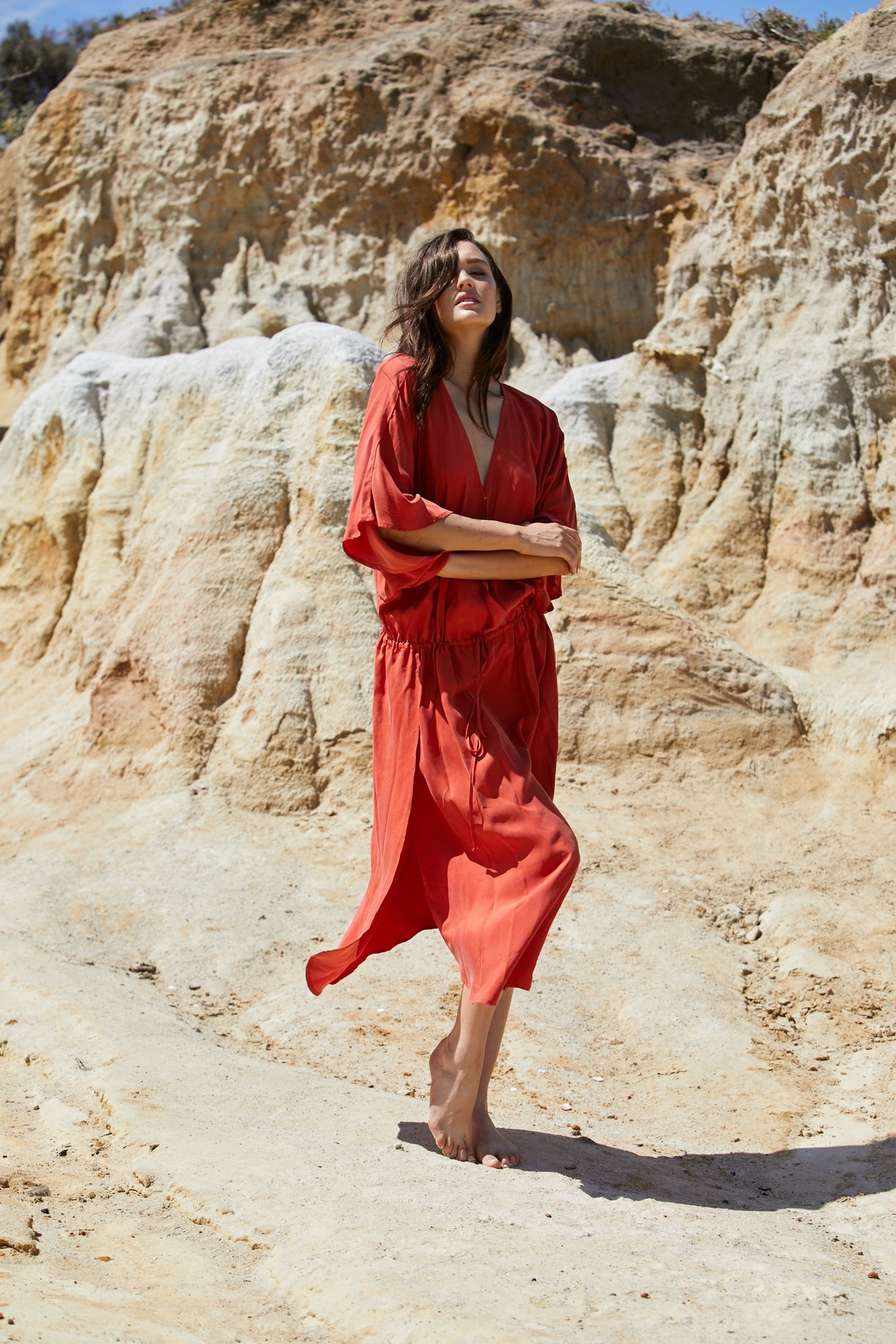 Caspian Dress - Peached Cupro