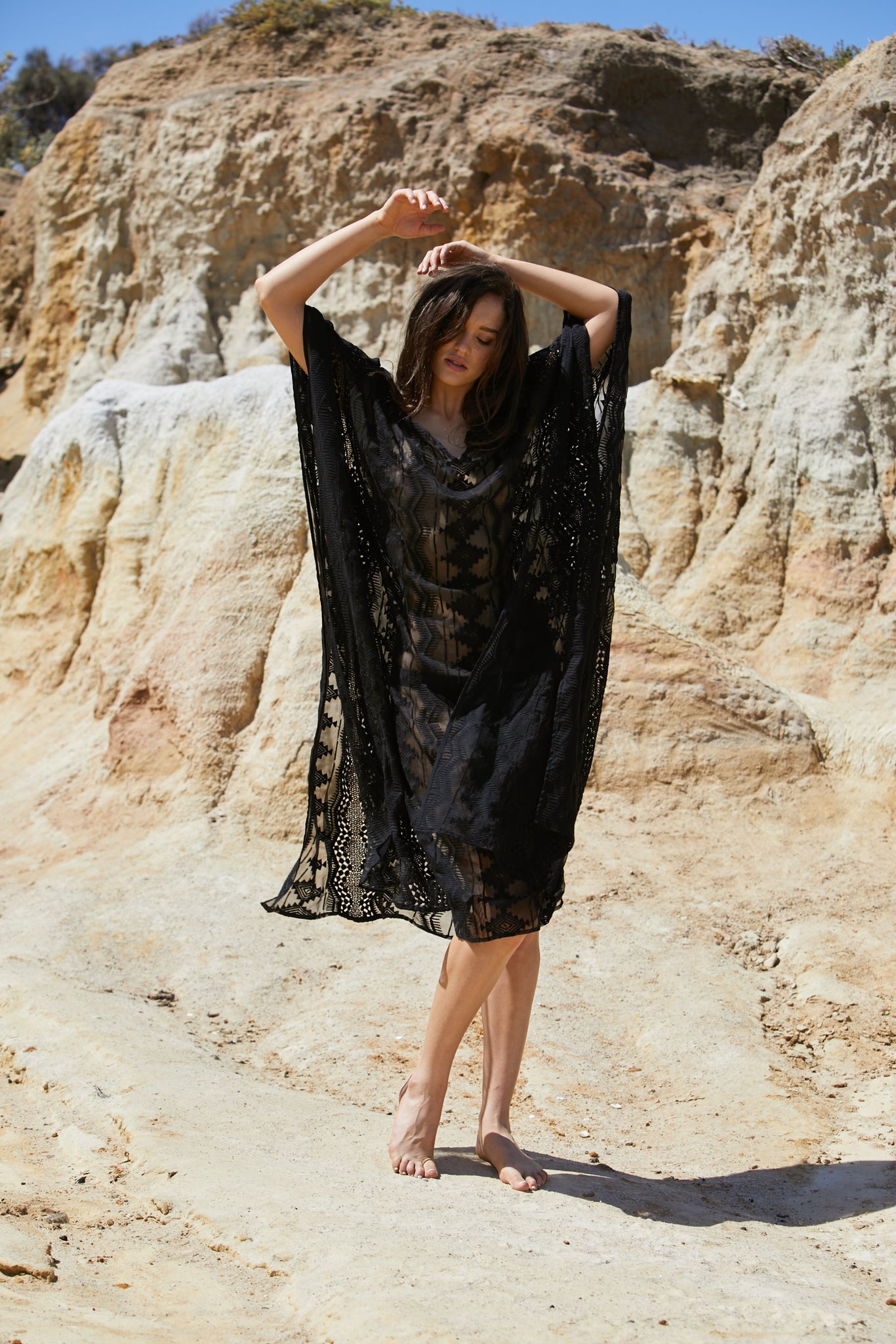 Aztec Kameez Dress - Pure Silk Yoryu Exclusive Embroidery