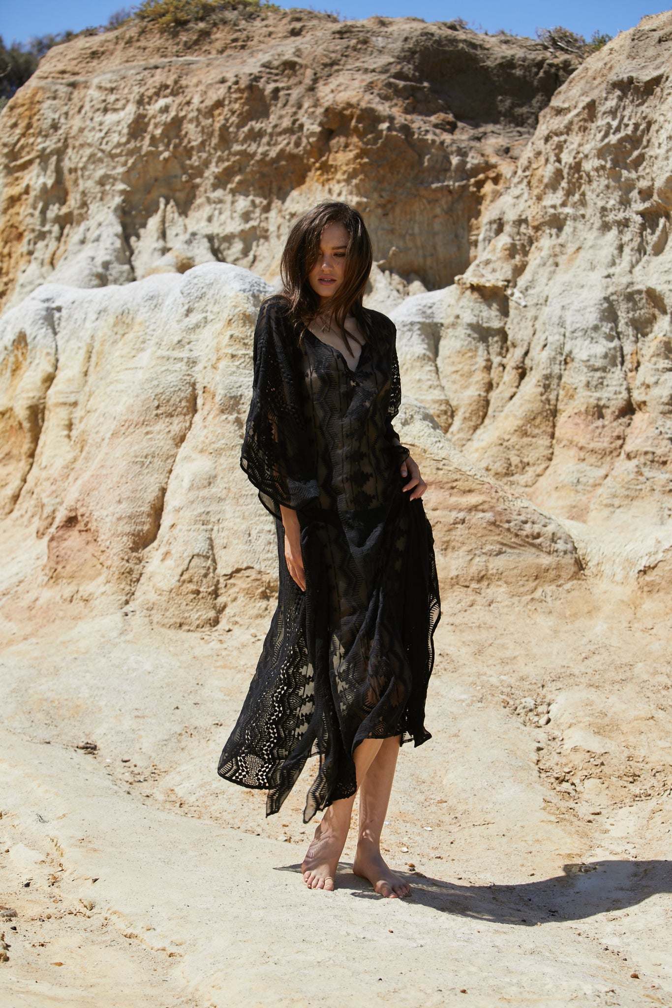 Aztec Kameez Dress - Pure Silk Yoryu Exclusive Embroidery