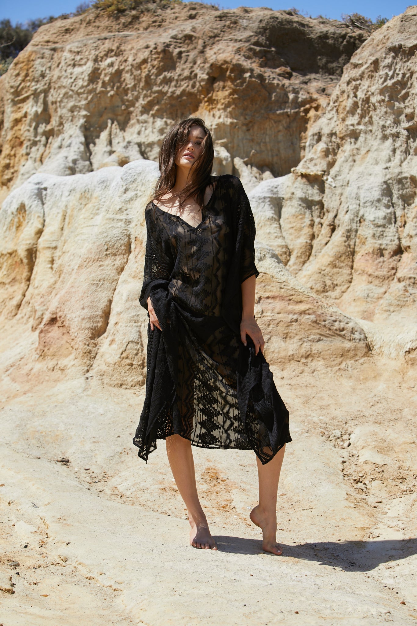 Aztec Kameez Dress - Pure Silk Yoryu Exclusive Embroidery