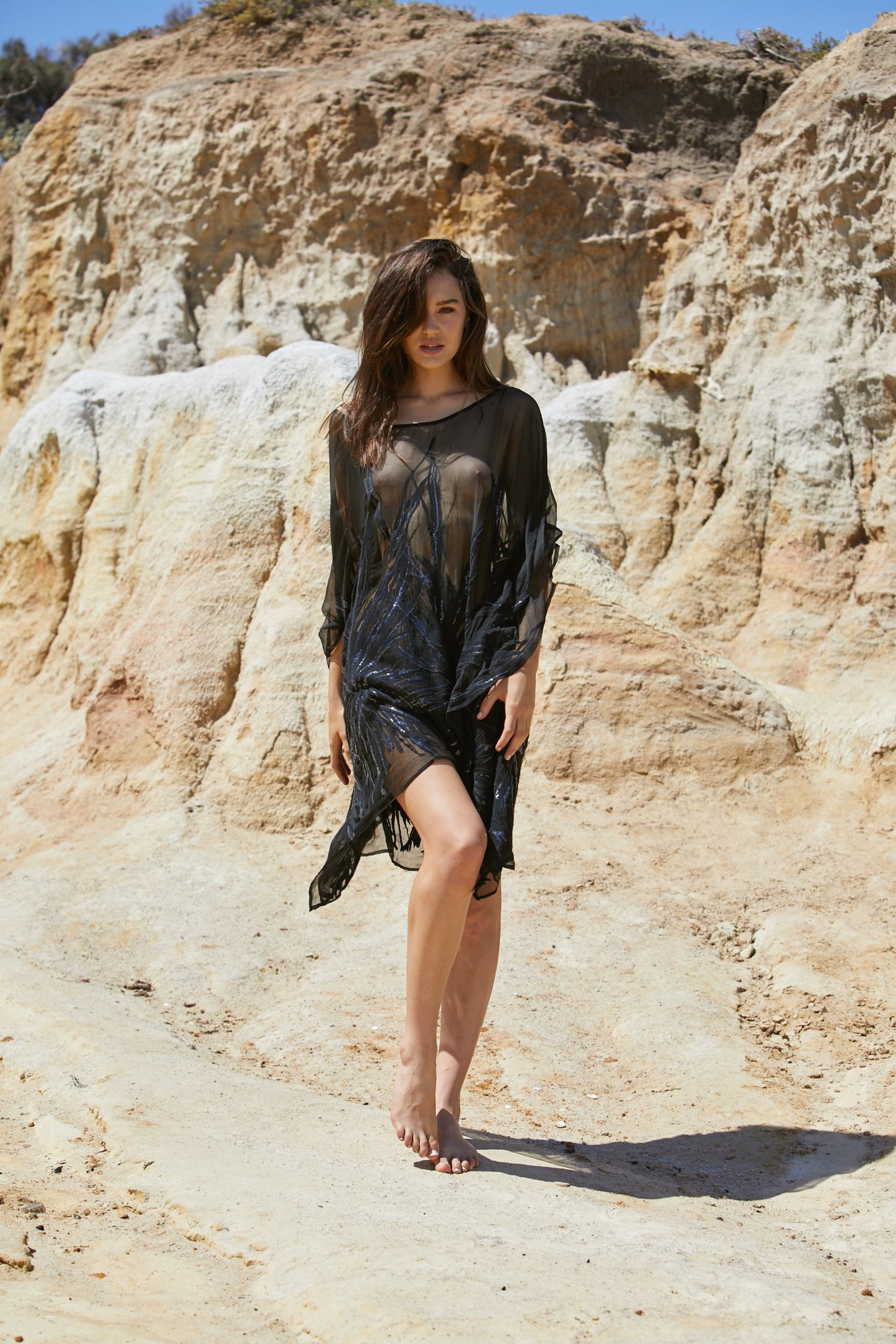 Ethereal Kameez - Pure Silk Yoryu Cotton Embroidery & Sequins