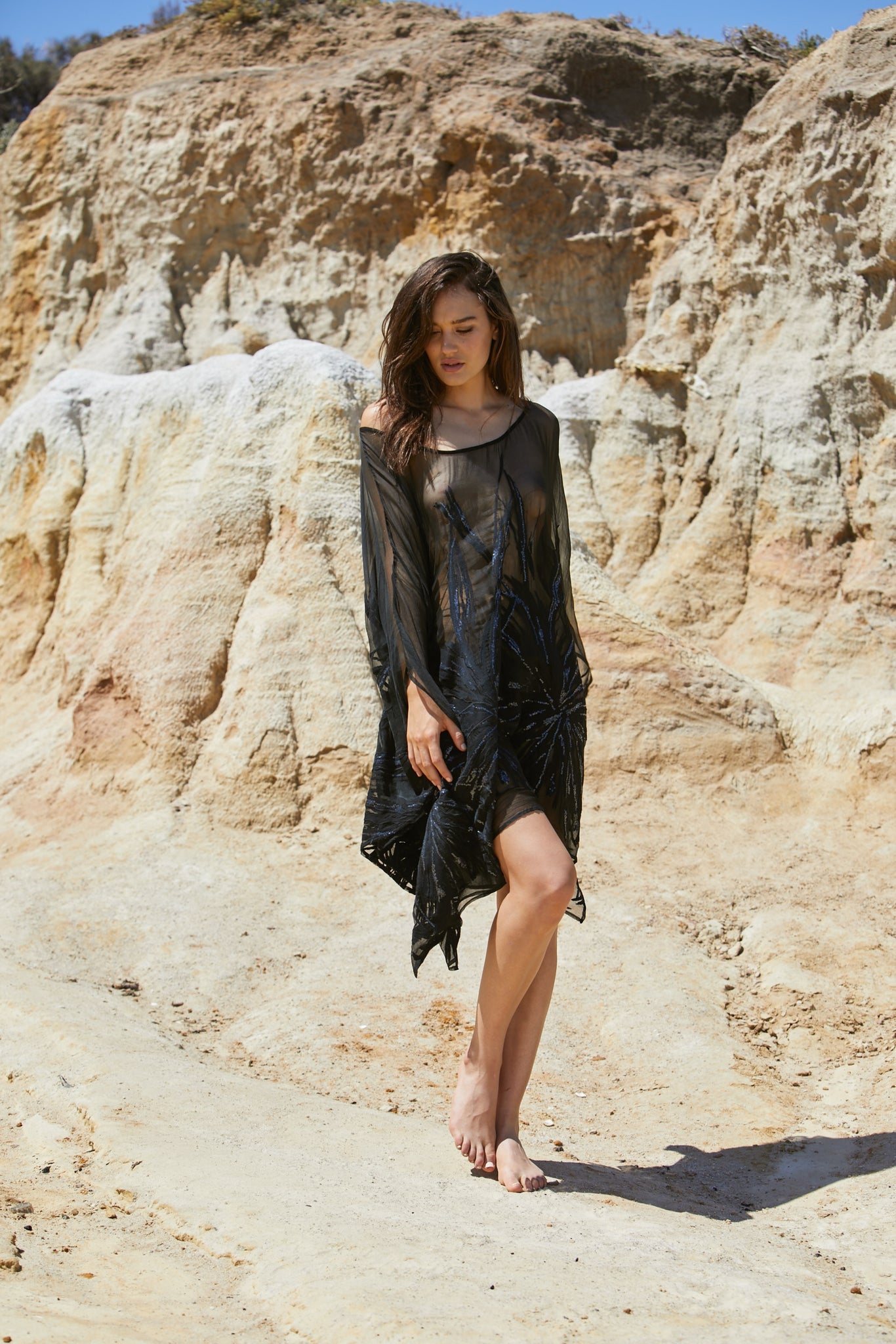 Ethereal Kameez - Pure Silk Yoryu Cotton Embroidery & Sequins