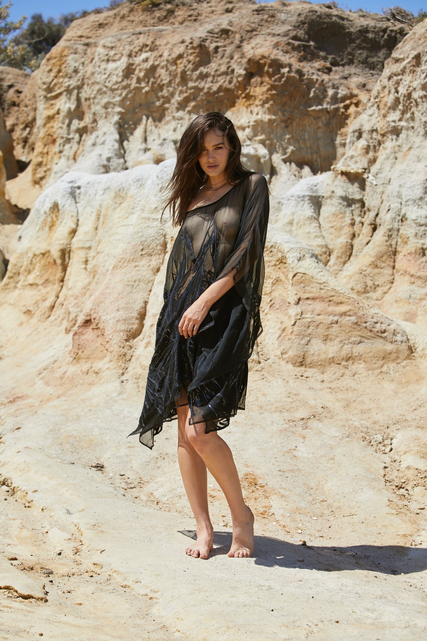 Ethereal Kameez - Pure Silk Yoryu Cotton Embroidery & Sequins