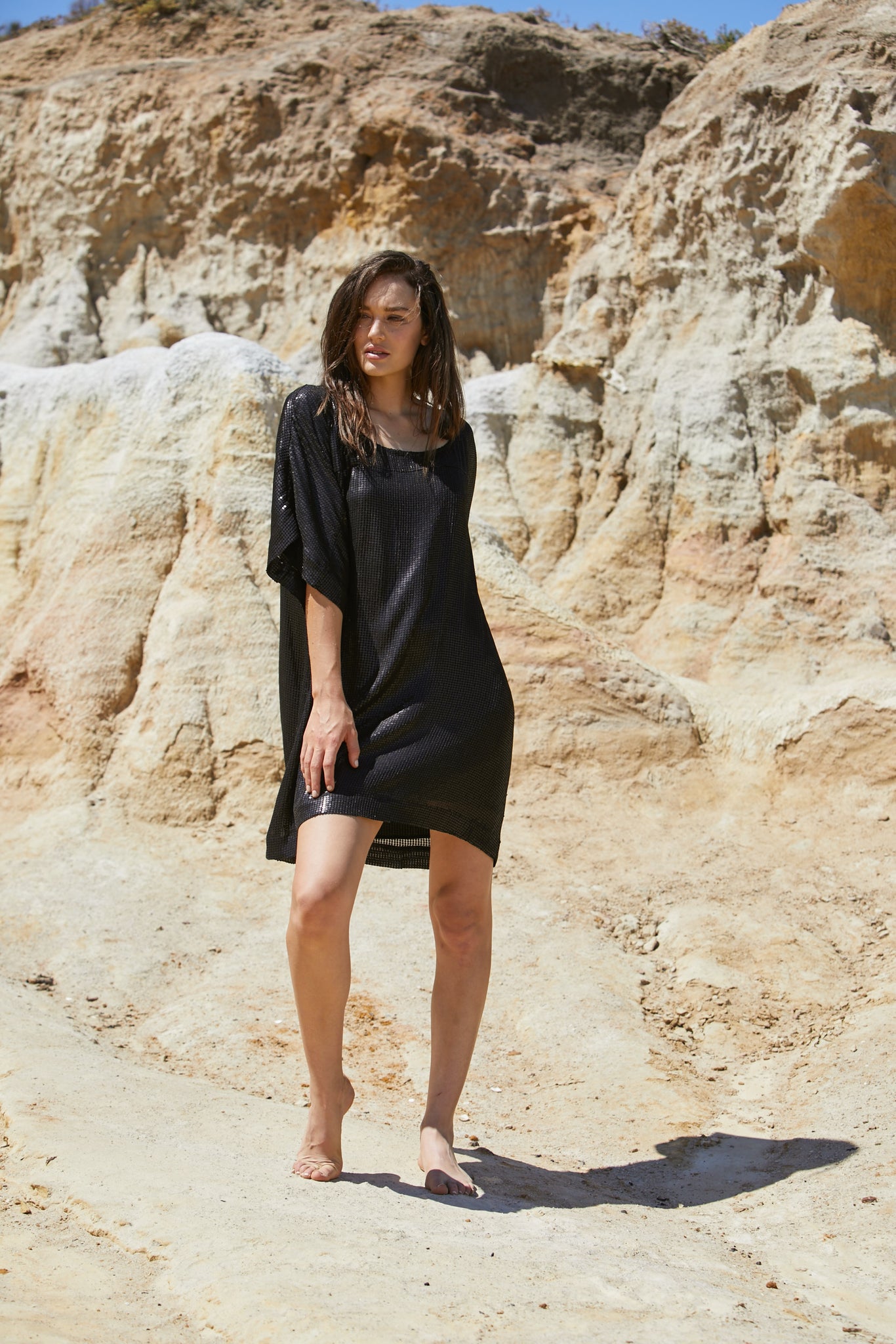 Cosmo Dress - Reconstituted Viscose Pebble Georgette & Sequins