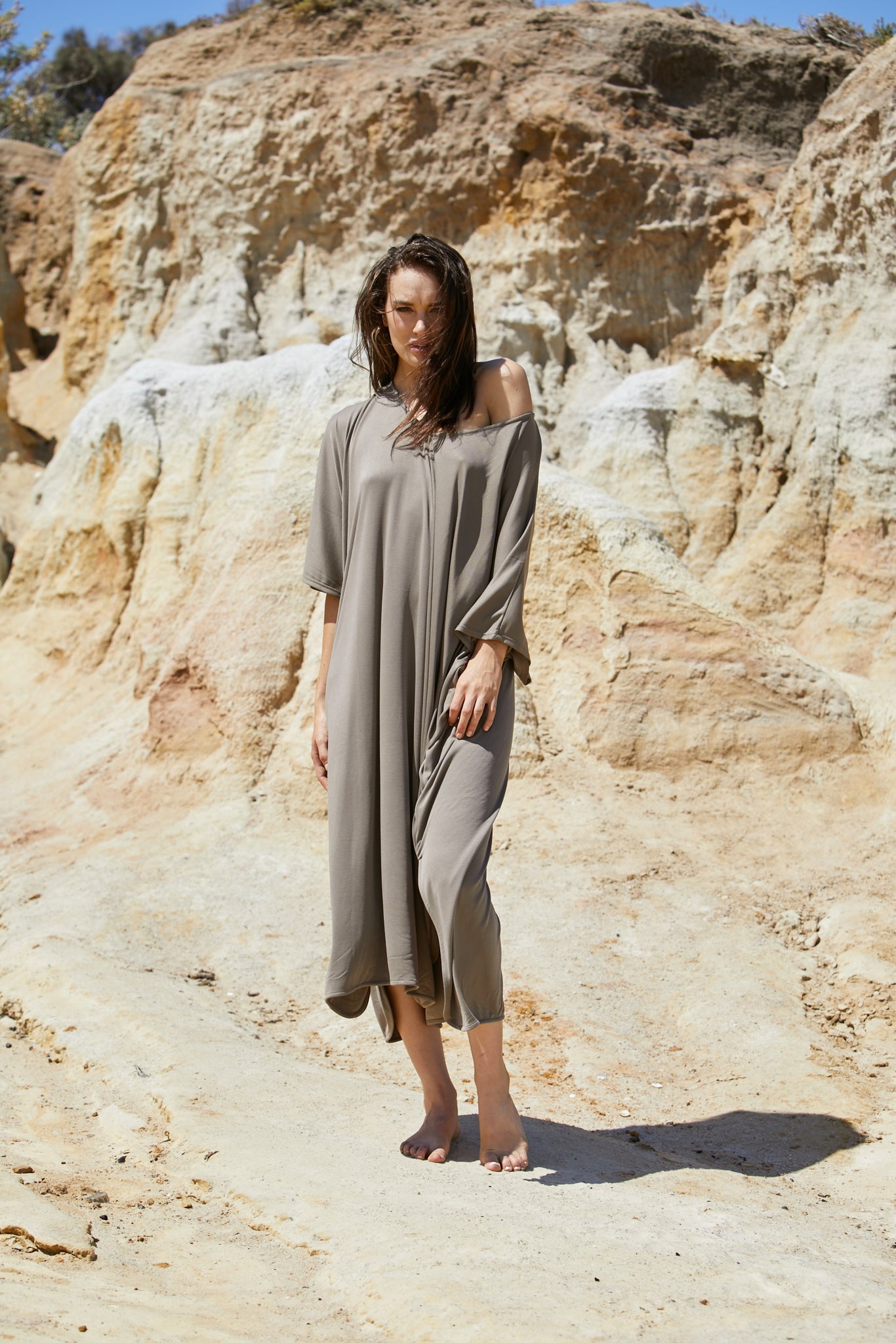 40%OFF our Thalia Dress - Sand Washed Modal Beechwood