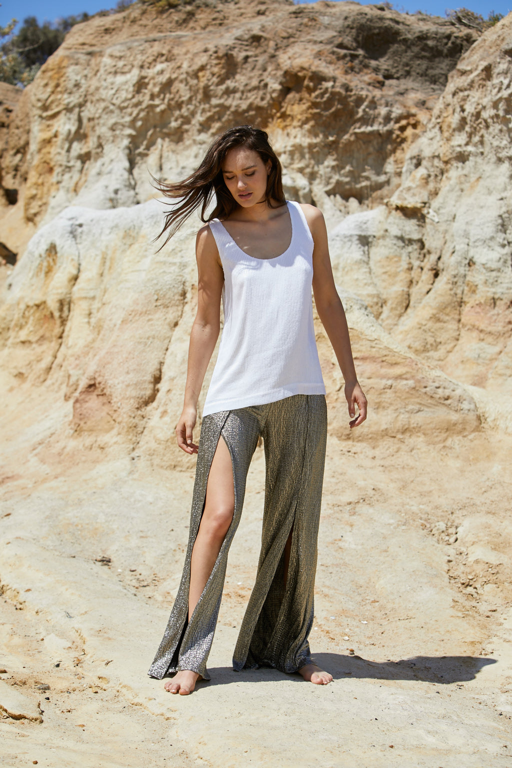Cosmo Tank - Reconstituted Viscose Pebble Georgette & Sequins