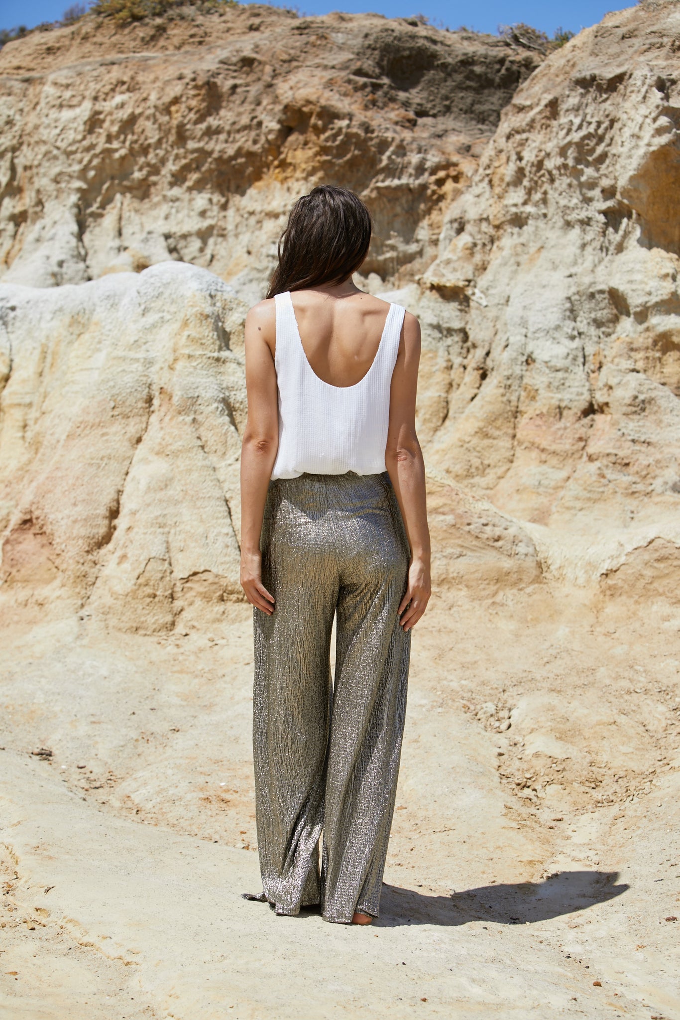 Cosmo Tank - Reconstituted Viscose Pebble Georgette & Sequins