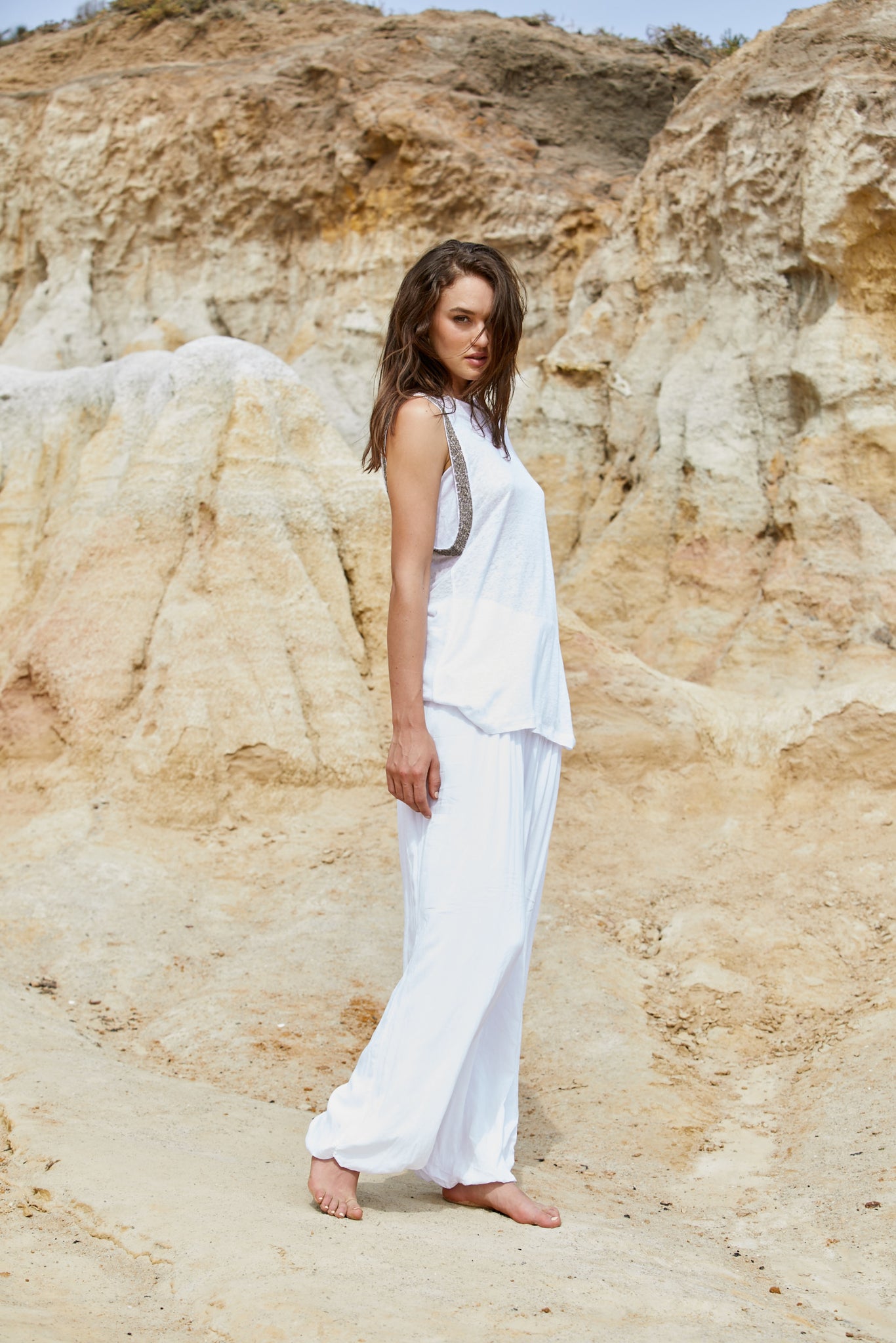 Luina Beaded Top - Pure Linen