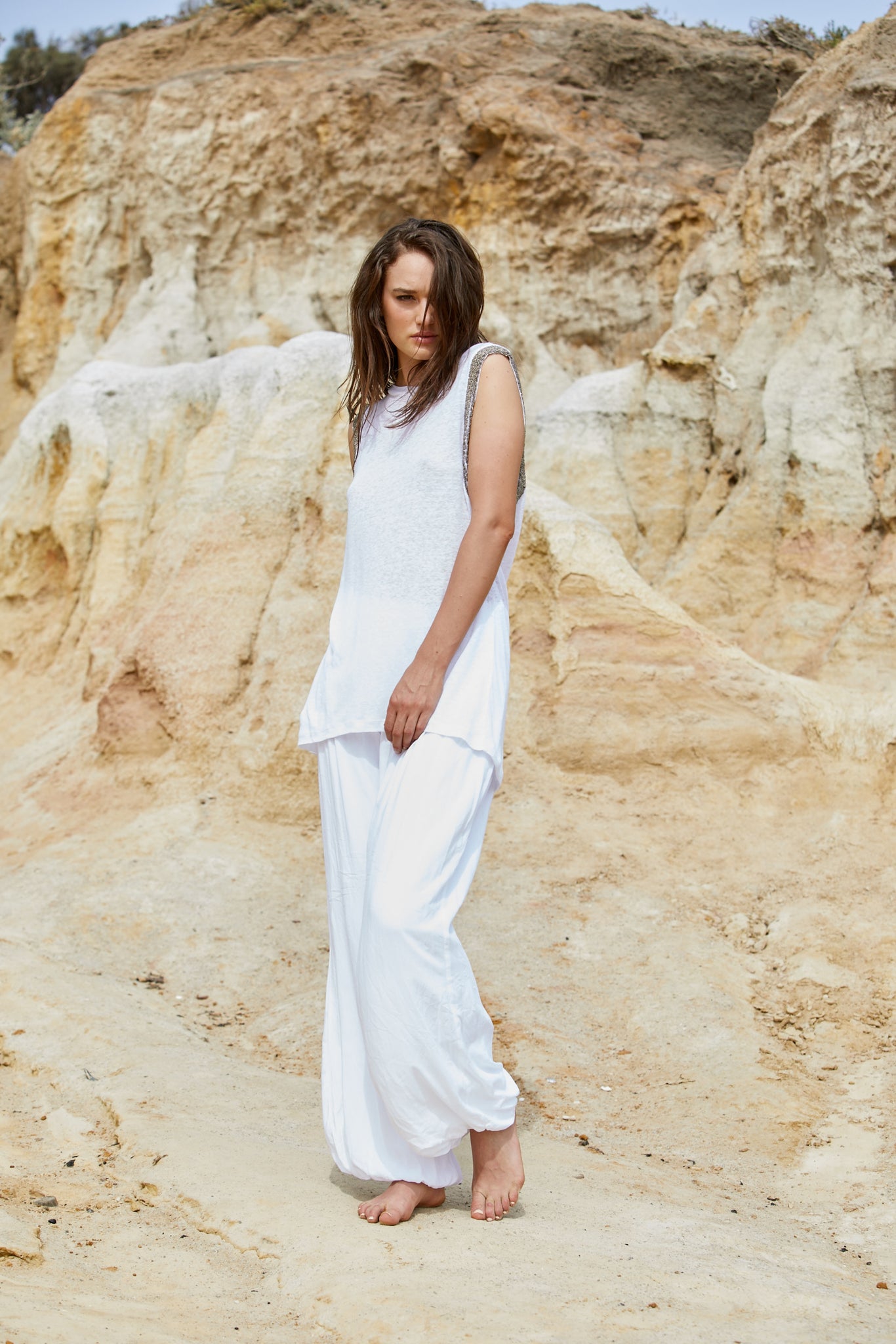 Luina Beaded Top - Pure Linen