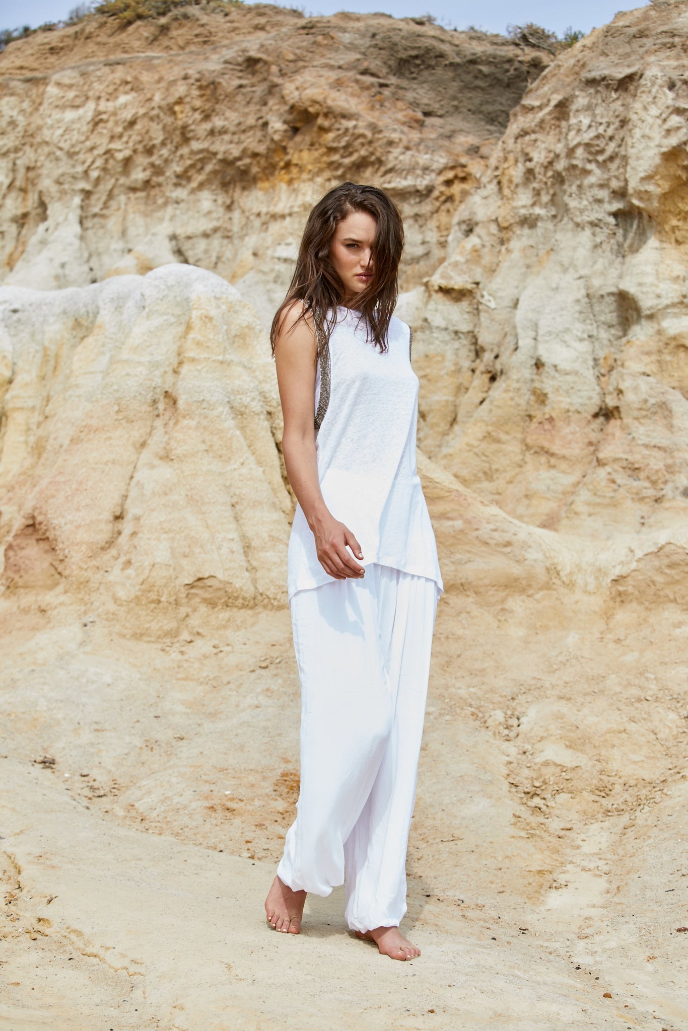 Luina Beaded Top - Pure Linen