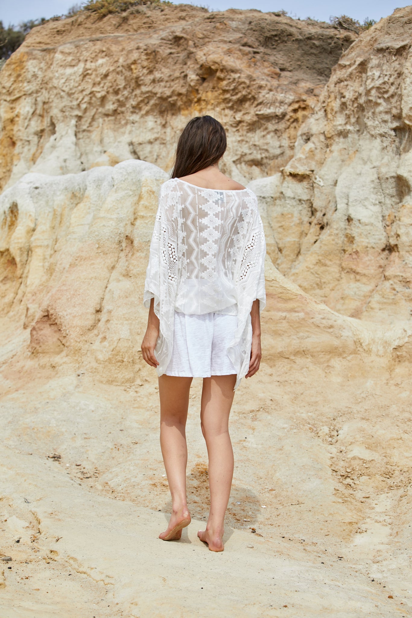 Aztec Kameez Top - Pure Silk Yoryu Exclusive Embroidery