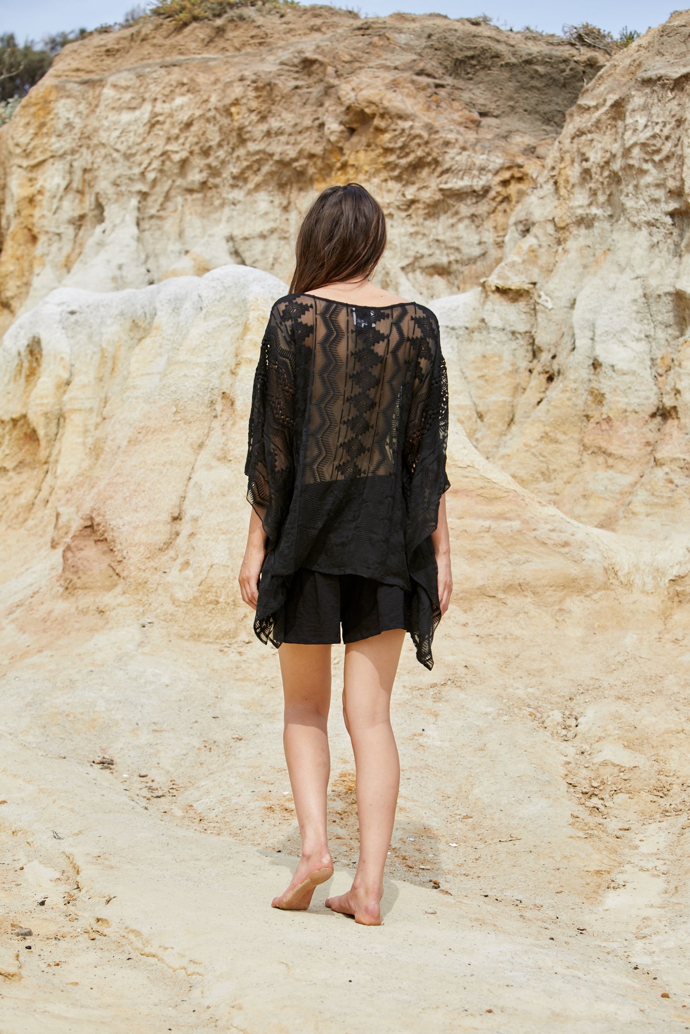 Aztec Kameez Top - Pure Silk Yoryu Exclusive Embroidery