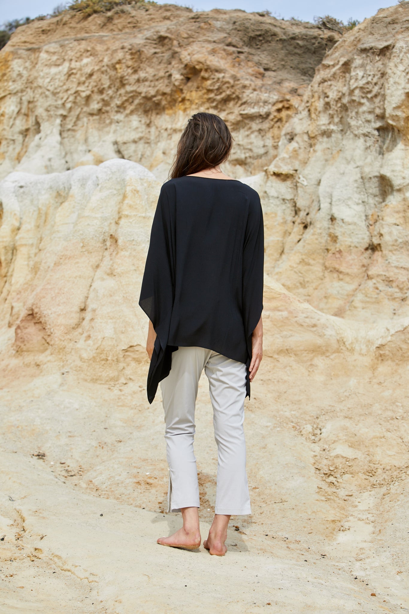 Avian Top - Pure Viscose Black Crepe Exclusive Beaded Design