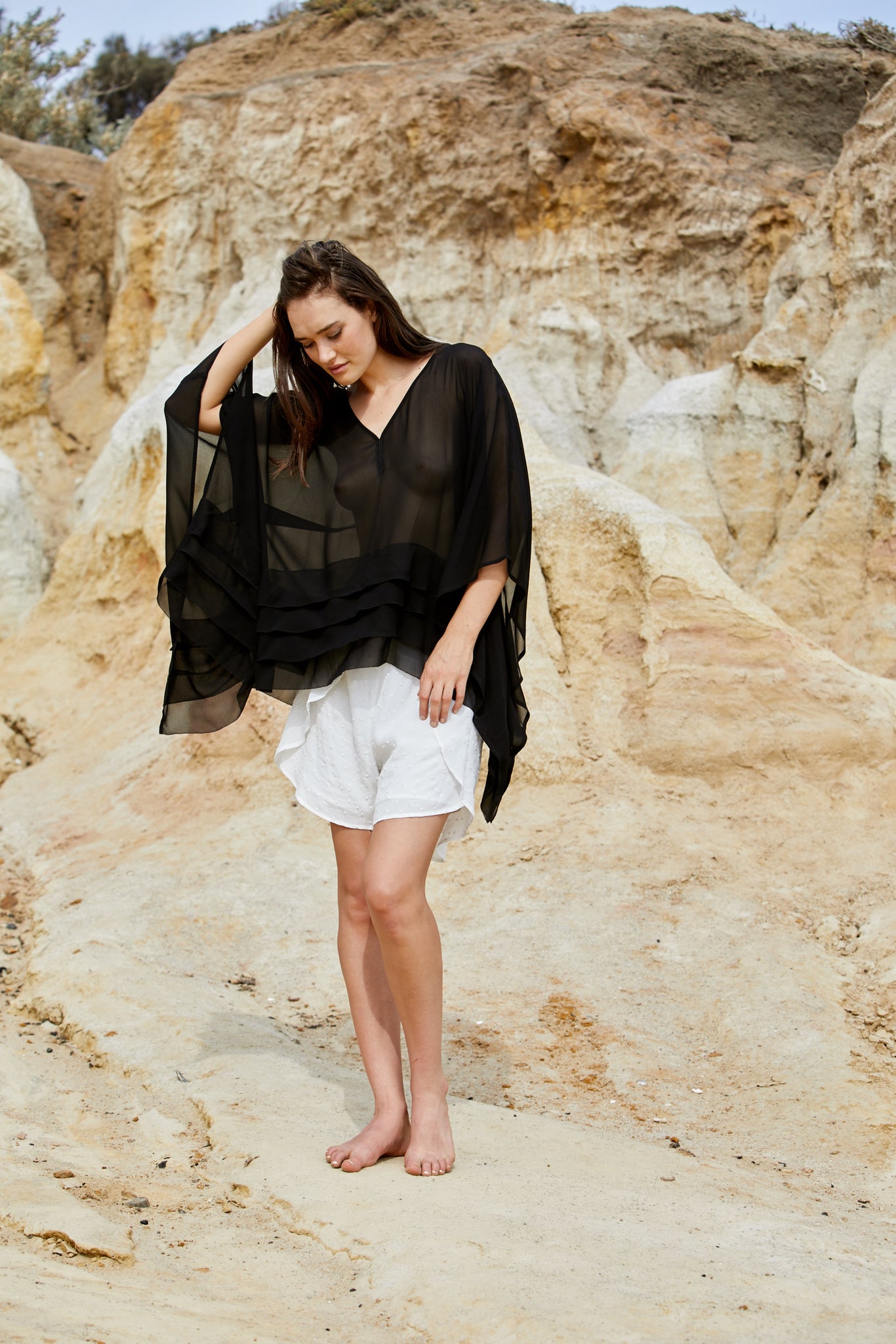 Lash Kameez Top - Pure Reconstituted Viscose Pebble Georgette