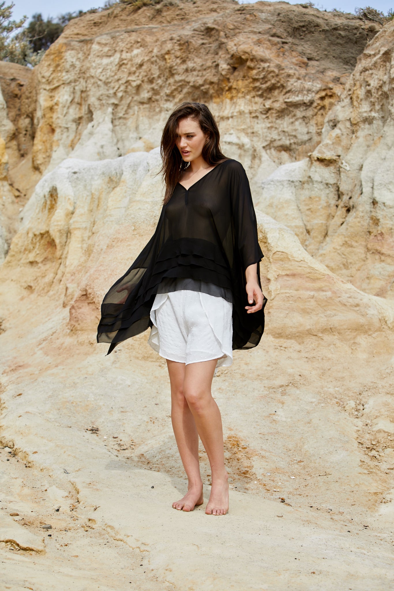 Lash Kameez Top - Pure Reconstituted Viscose Pebble Georgette