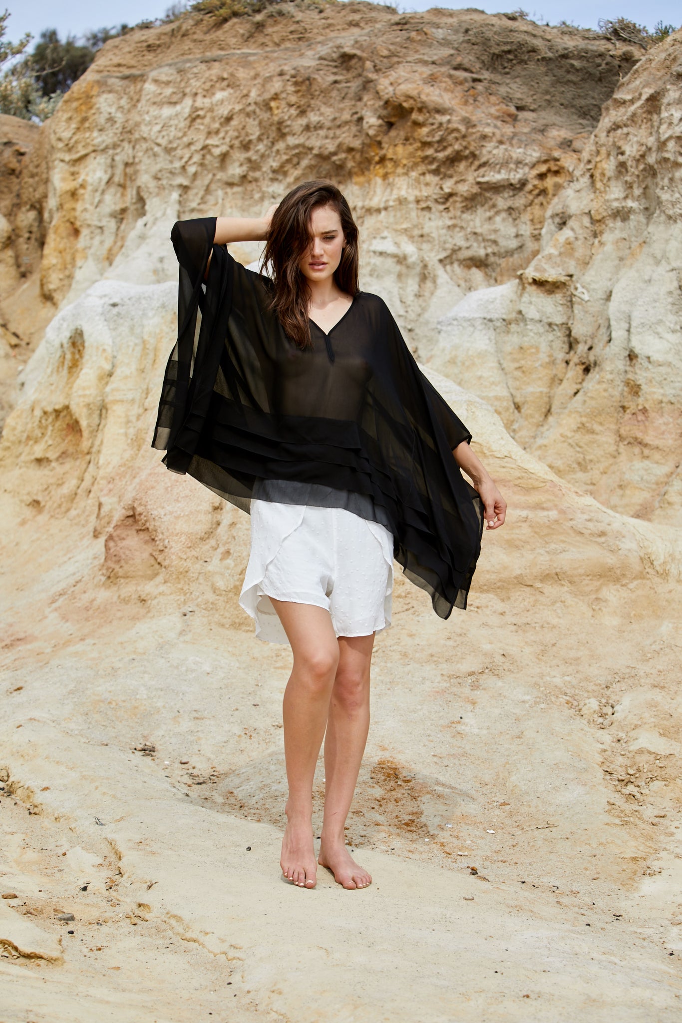 Lash Kameez Top - Pure Reconstituted Viscose Pebble Georgette