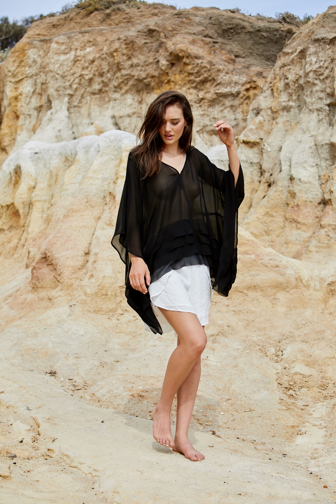 Lash Kameez Top - Pure Reconstituted Viscose Pebble Georgette