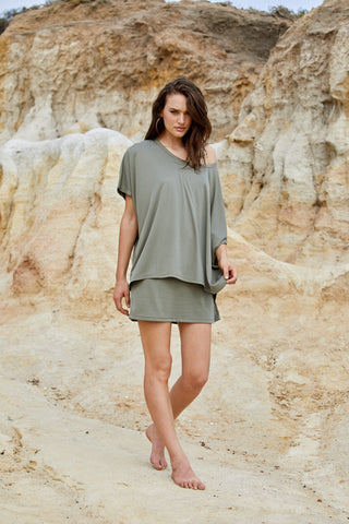 25%OFF our Hera Drape Tee - Sand Washed Beechwood Modal