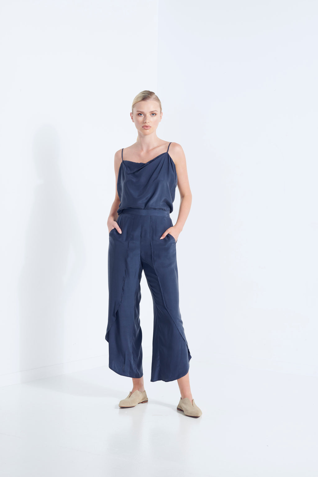 APHRODITE SILK PANT - Marinenight 40%OFF