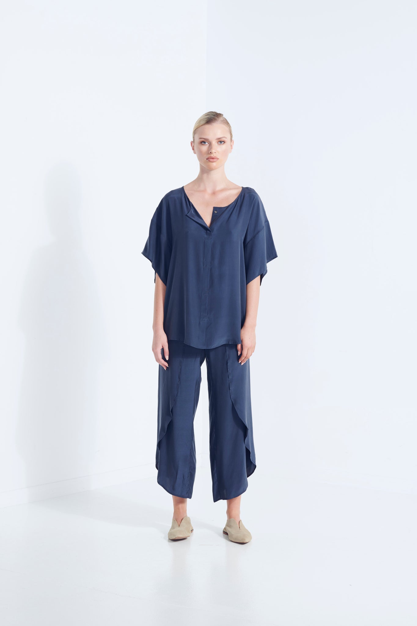 APHRODITE SILK PANT - Marinenight 40%OFF