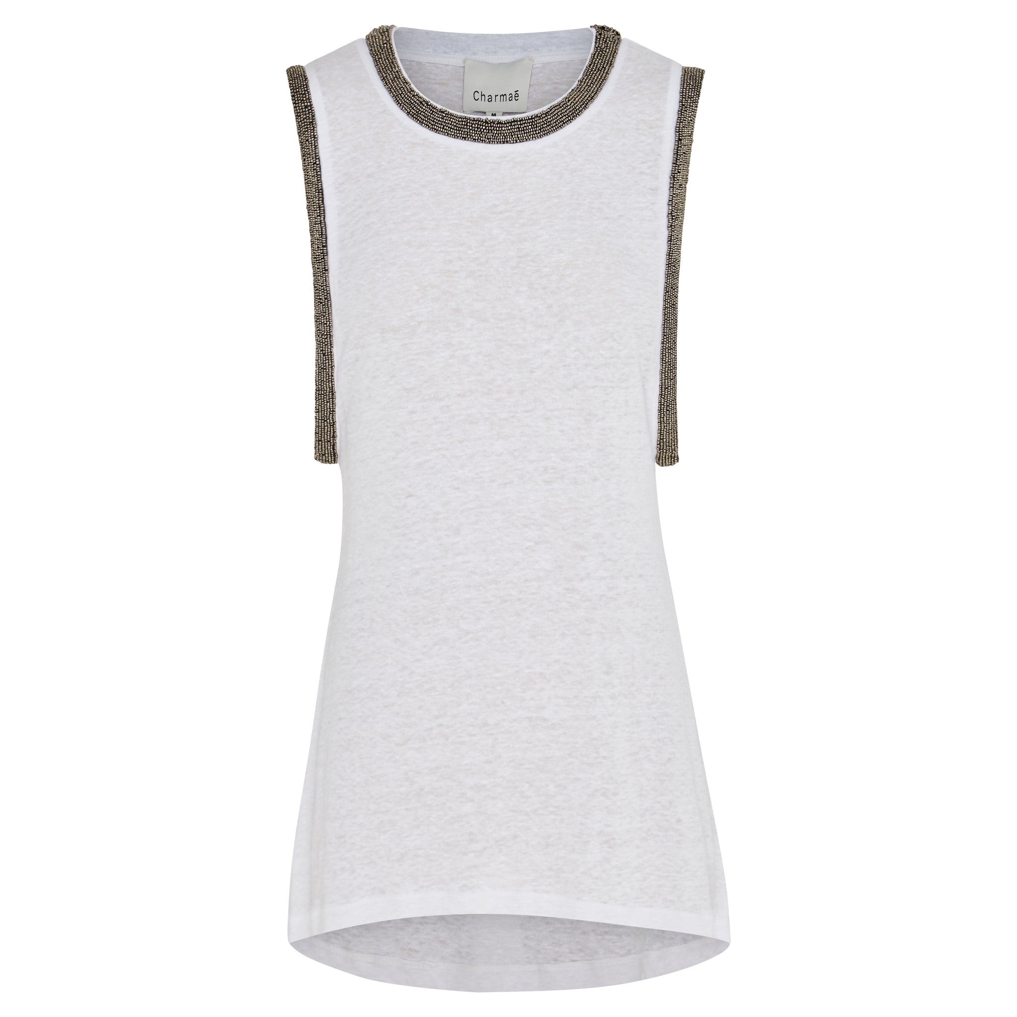 Luina Beaded Top - Pure Linen