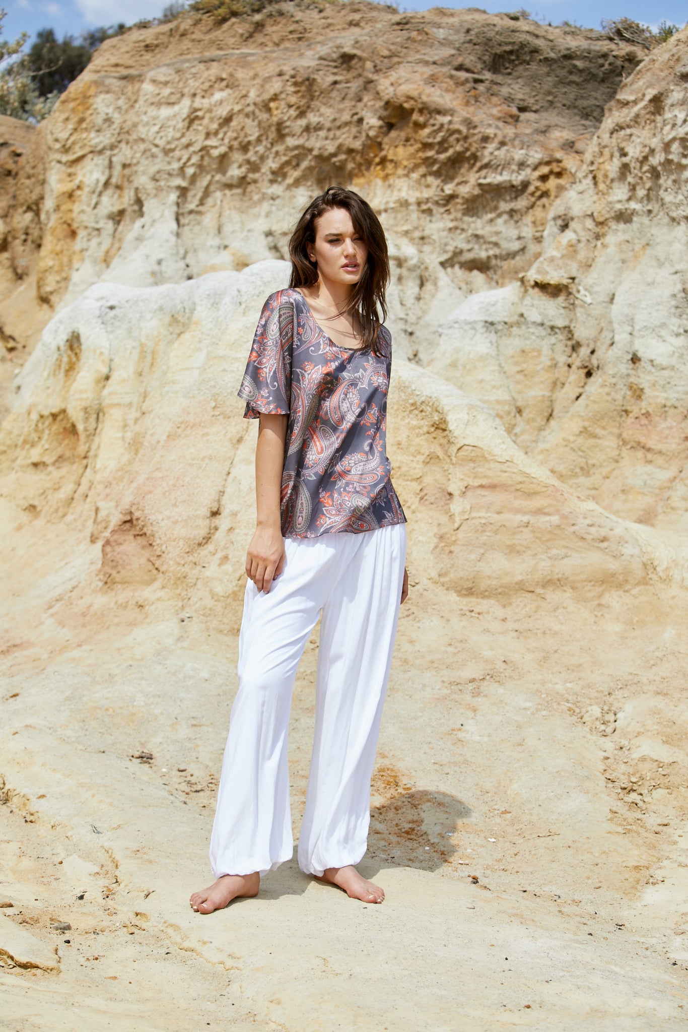 Avatar Top - Sand Washed Silk Exclusive Print