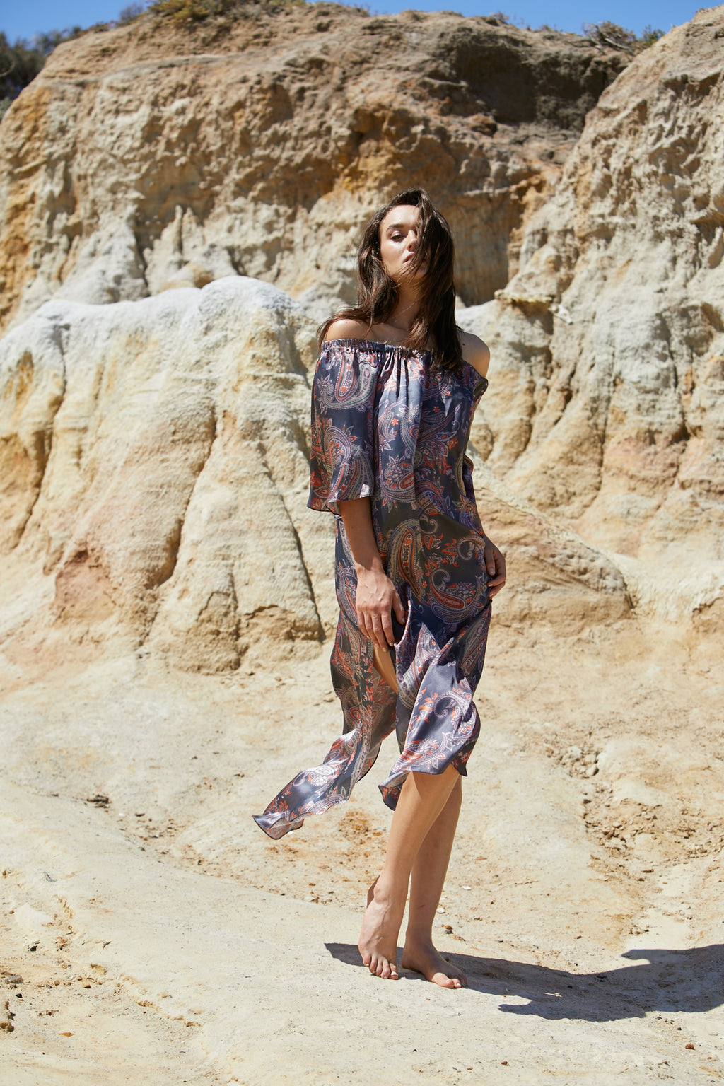 Avatar Dress - Sand Washed Silk Exclusive Print