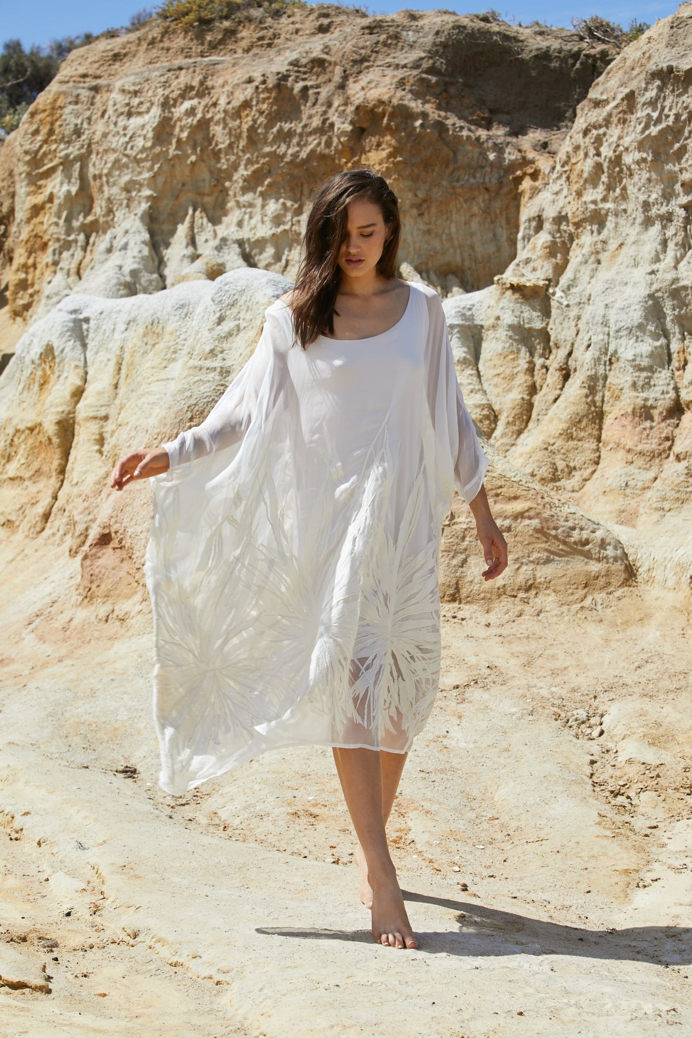 Ethereal Dress - Pure Silk Yoryu Cotton Embroidery & Sequins